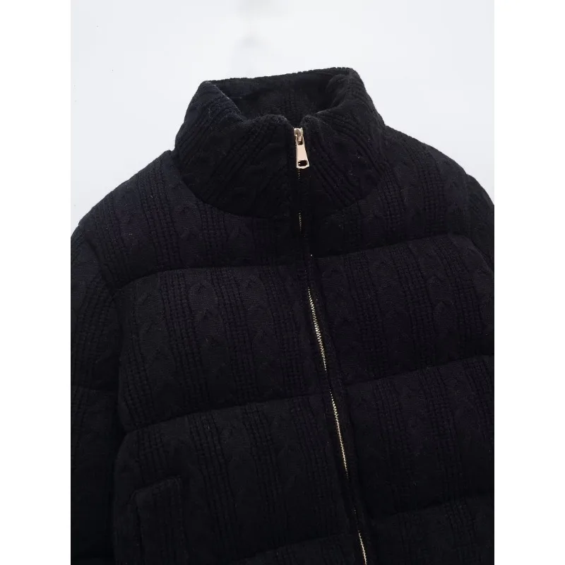 TRAF ZR Snow Parka New in Outerwears Elegant Luxury Women's Coat Warm Woman Winter Coats Vintage Solid Kint Padded Coat