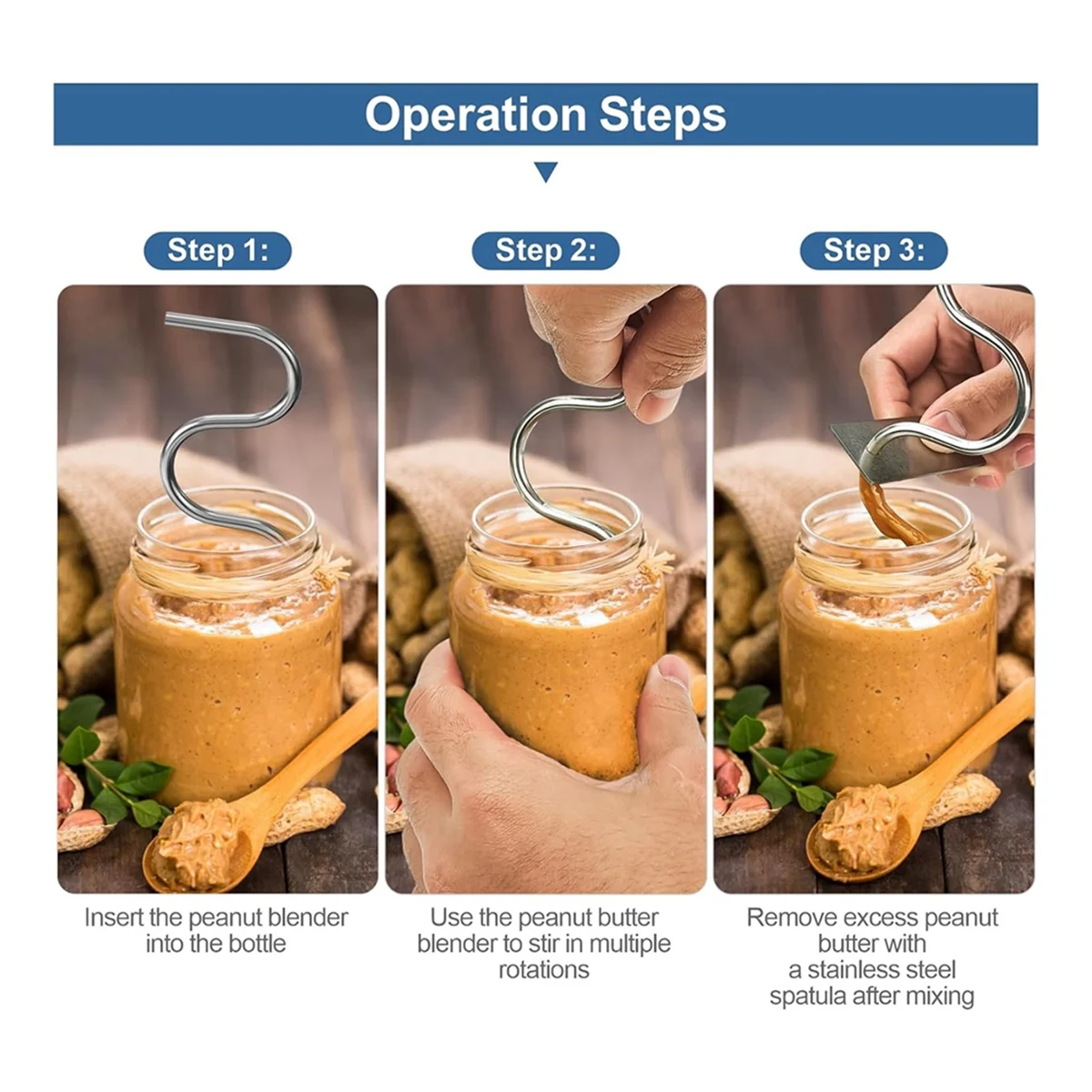 Agitateur de poupée d'arachide en acier inoxydable, outil professionnel pour centre commercial