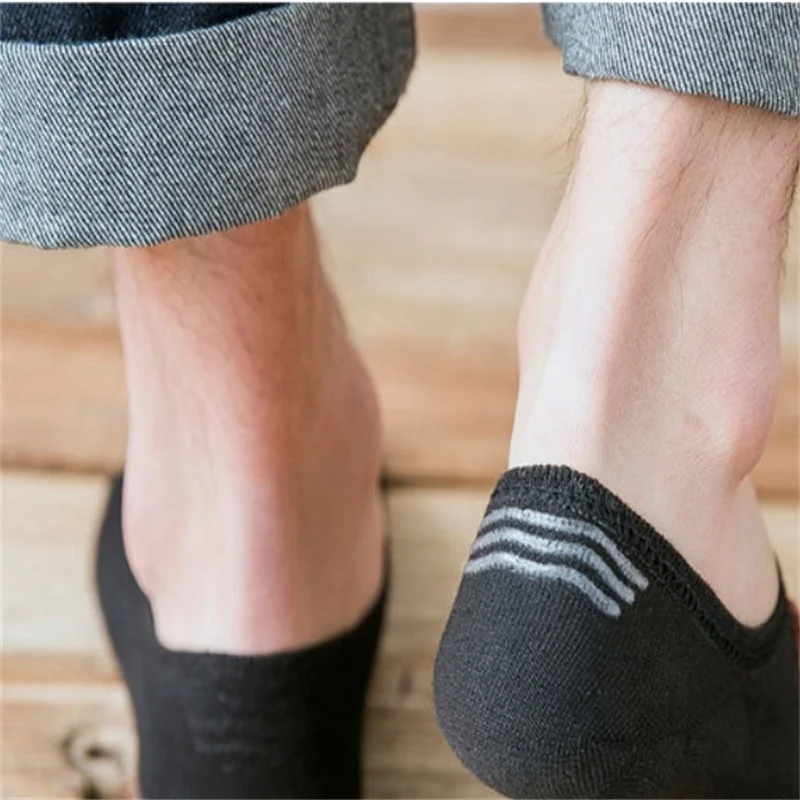 Autumn Winter 50 Pairs Black Men Women Boat Socks Non-slip Silicone Invisible Cotton Socks Male Ankle Sock Slippers Wholesale