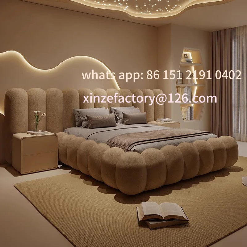 

Customizable Cute Large Bed Comfortable Salon Lazy Sleeping Lounge Clear Sun Cream Hotel Wooden Bed Italian Beliche Lounge Suite