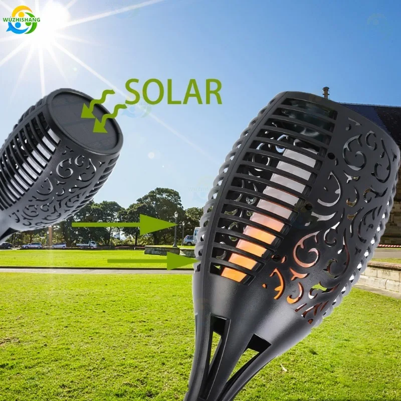 Imagem -02 - Outdoor Impermeável Solar Flame Light Detectando Tochas Lâmpada de Paisagem Pátio Jardim Quintal Decoração de Gramado 12led