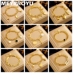 Meyroyu 316 ze stali nierdzewnej motyl serce pas Twist wielowarstwowe łańcuch bransoletka dla kobiet biżuteria Party prezenty Bijoux Pulsera