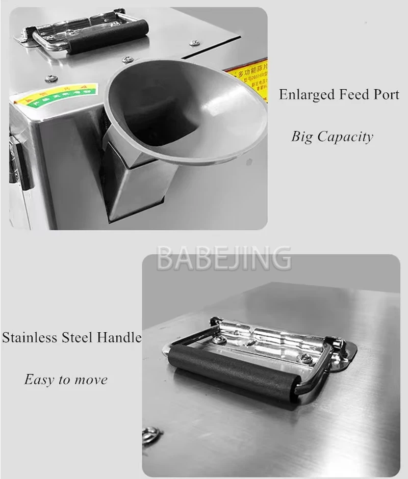 BABEJING Vertikaler kleiner Knoblauchschneider, neue Knoblauch-Ingwer-Schneidemaschine aus Edelstahl, 30–40 kg/h