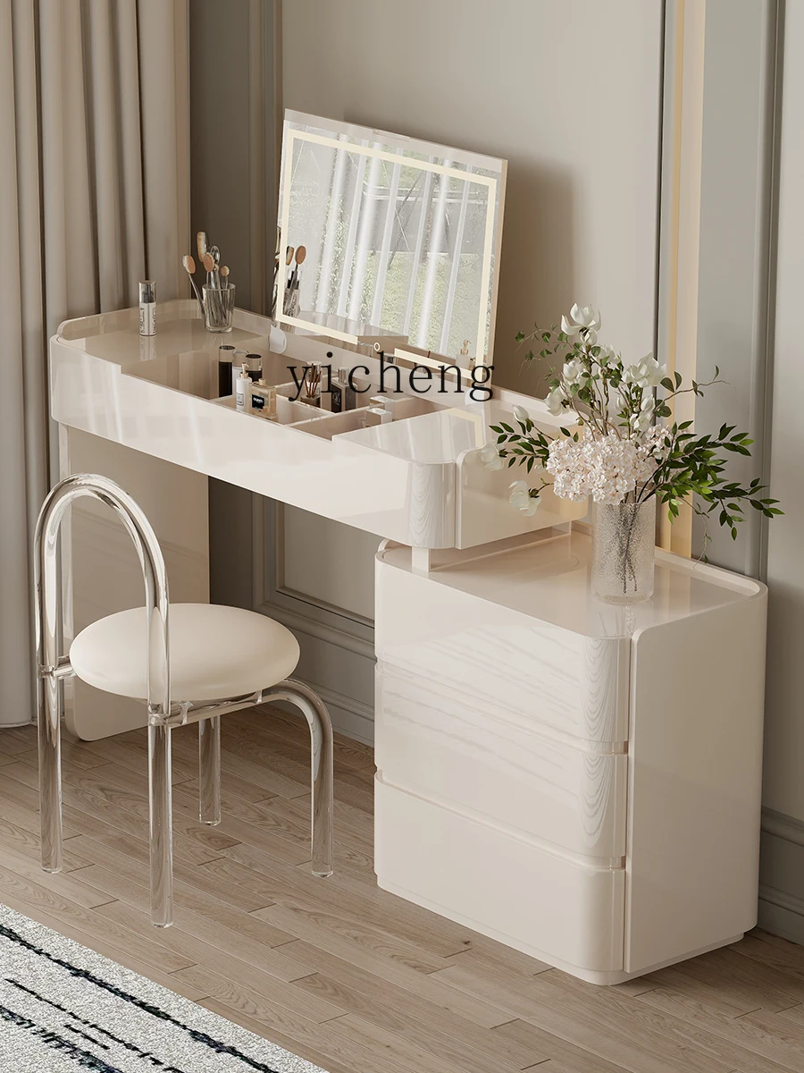 

LX solid wood dresser chest integrated bedroom end of bed storage flip cover makeup table