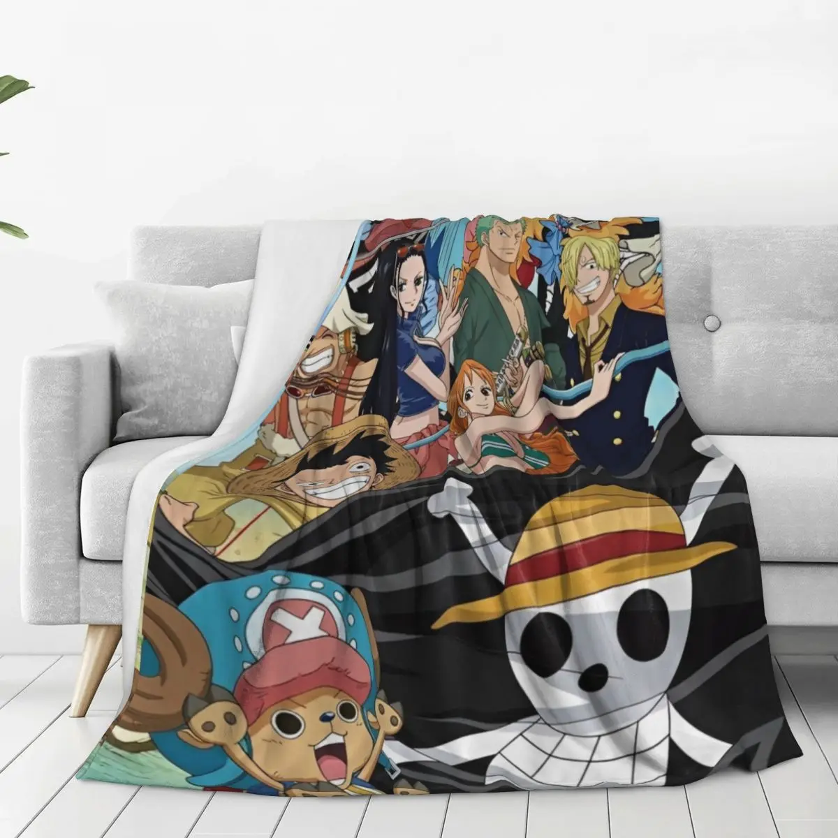 O-One P-Piece Anime Japan Flannel Blanket Warm Soft Throw Blanket for Couch Bed Travel Office Graphic Bedspread Sofa Bed Cover