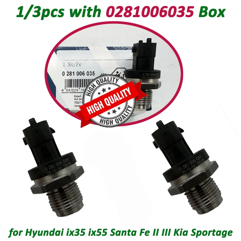 1/3pcs with 0281006035 Box High Quality Fuel Rail Pressure Sensor 31401-2F000 for Hyundai ix35 ix55 Santa Fe II III Kia Sportage