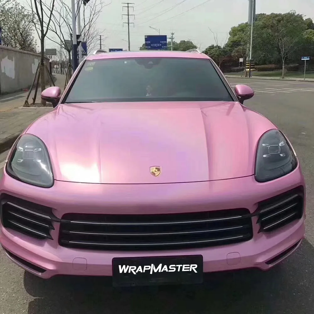 Vinyl wrap shop plastic hood protector Gloss Iridescent Laser Pink liner Vinyl working with  car protector film