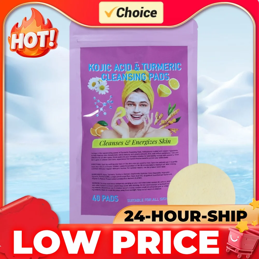 30/40PCS Kojic Acid Turmeric Cleansing Pads Unclog Pores Turmeric Cleansing Pads Face Turmeric & Kojic Acid Pads for Face Body