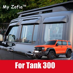 For Great wall Tank 300 2023 2024 2025 Car Side Windows Visor Wind Sun Rain Deflectors Black Windows Shield Cover Accessories