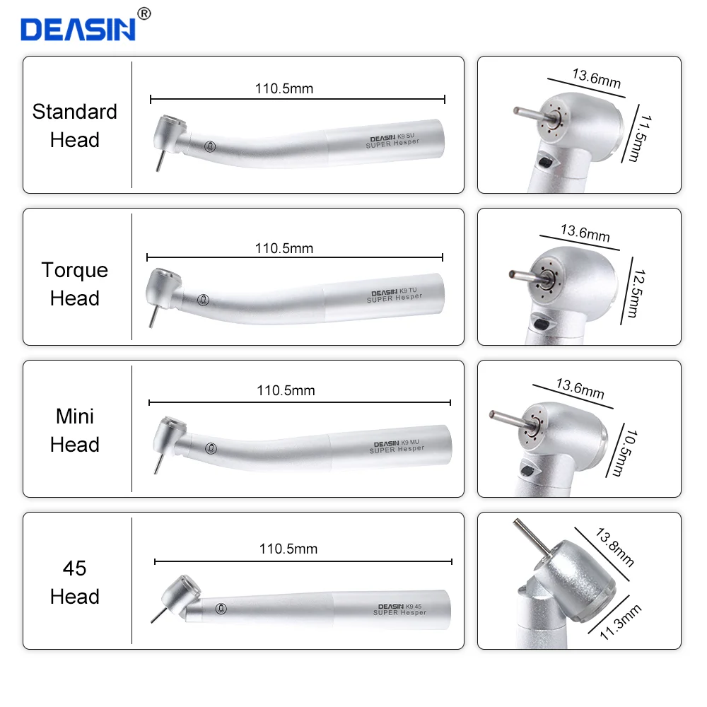 Seria DEASIN 9000L Dental szybka rękojeść światłowodowa LED turbina z łożyskiem ceramicznym do szybkiego łącznika kavo