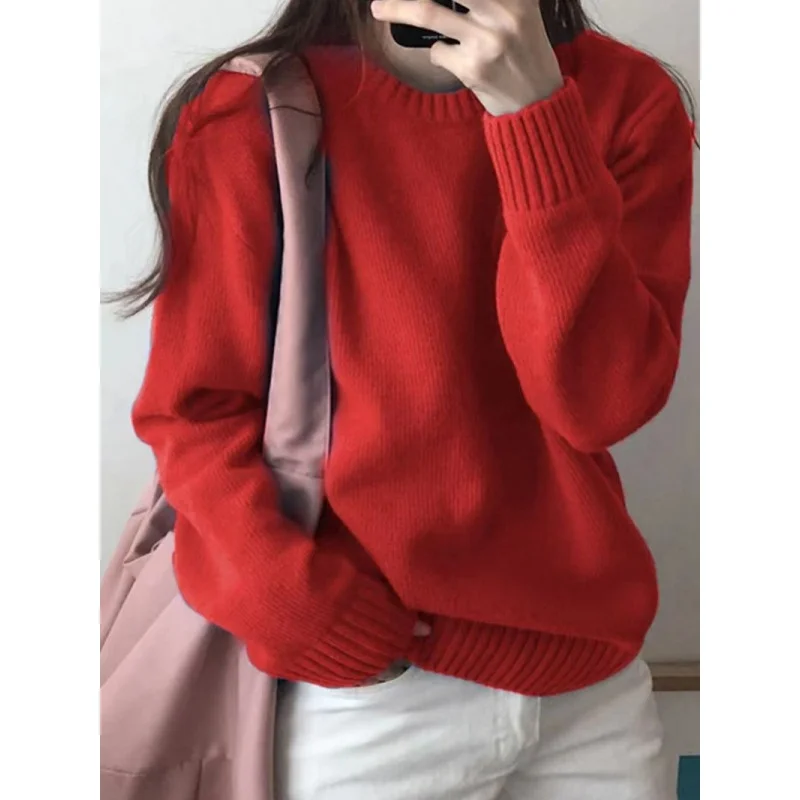 

Women's Soft Jumper Female Thickened Loose Set Head Bottoming Knit Sweater Outer Wear Lady Top