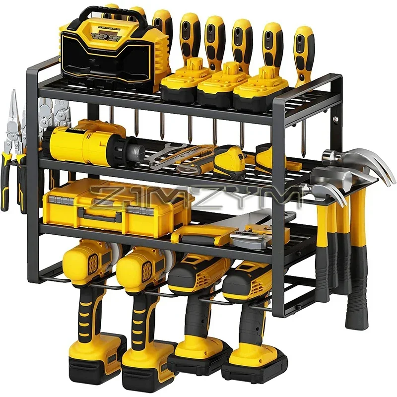 Imagem -03 - Mão Power Tool Organizer Rack Camadas de Montagem na Parede Oficina Garagem Ferramenta Prateleira Heavy Duty Broca Elétrica Titular