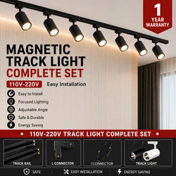 LED ray lambası 110v 220v Set ray lambası Spot aydınlatma armatürü COB 12/20/30/40W spot raylı mağaza mutfak için kapalı