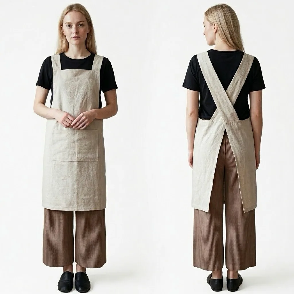 Cotton And Linen Apron Logo Print Smock Women Men kitchen Anti-fouling Milk Tea Coffee Shop Florist Overalls Work Clothes