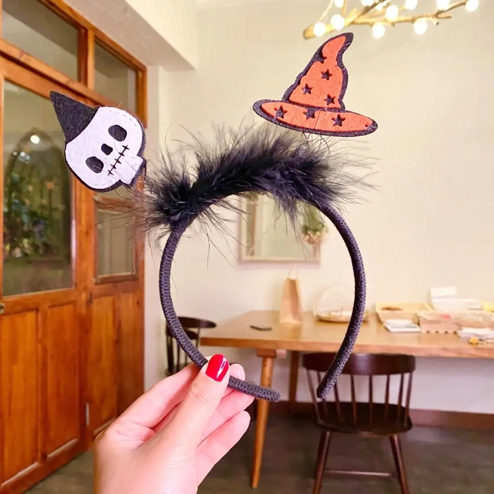 

Trendy Cartoon Halloween Feather Headband Spider Witch Hat Pumkin Hairband Pumkin Headwear Halloween Hairband Lady