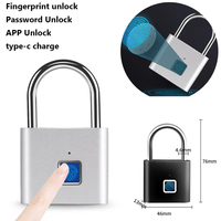 Intelligent Electronic Padlock Outdoor Waterproof Padlock Smart Fingerprint APP Padlock Door Anti-Theft Password Lock Cabinet
