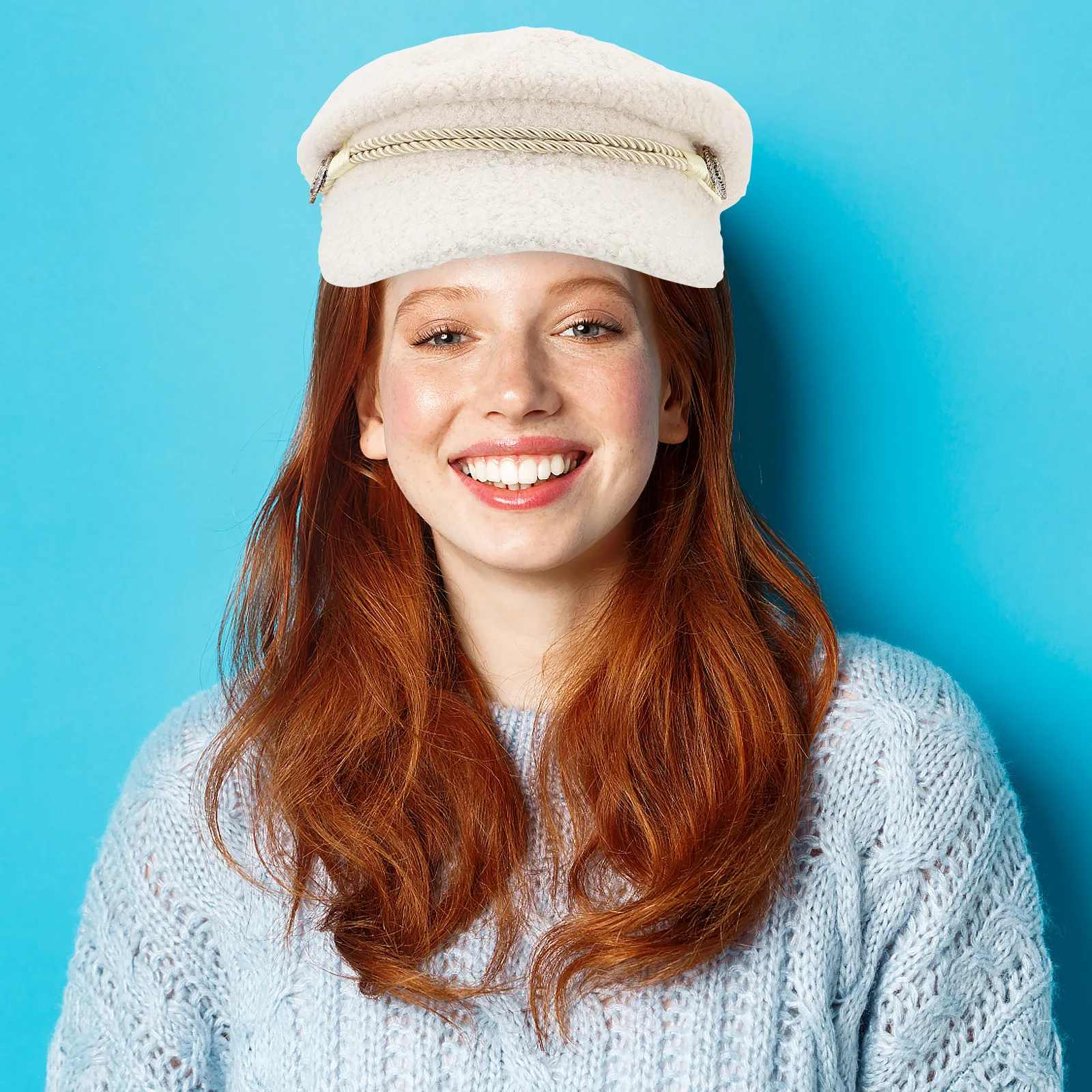 1 Pieza de Sombrero Octogonal para Mujer, Boina de Lana de Cordero Cálida para Invierno, Suave y Elegante, Accesorios de Ropa Femenina, Gorra con Visera para Mujer
