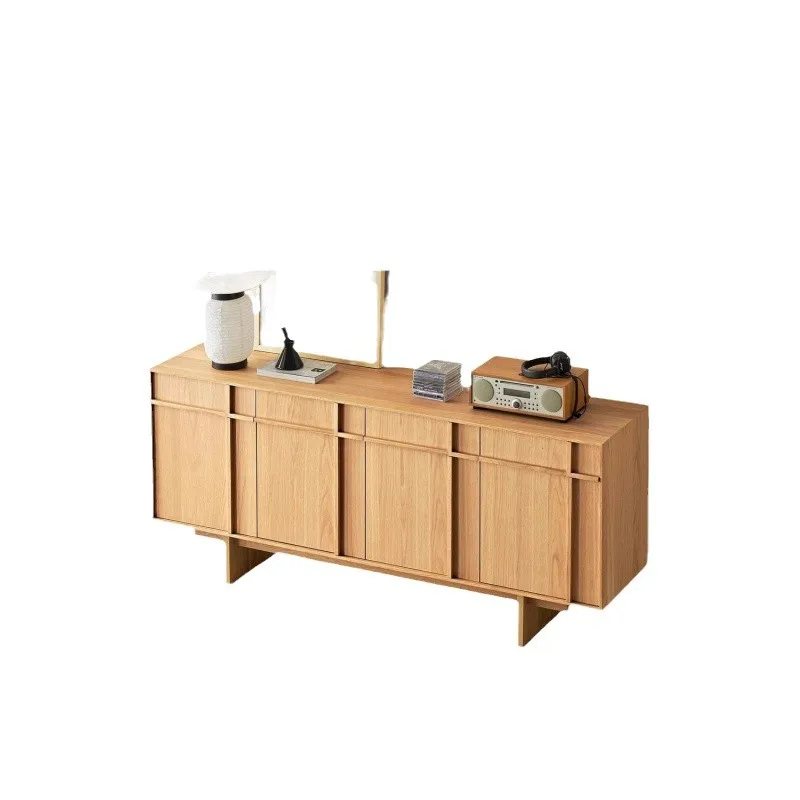 

Retro wabi sandy wind black walnut Nordic living room simple storage chest bone line storage tea cabinet