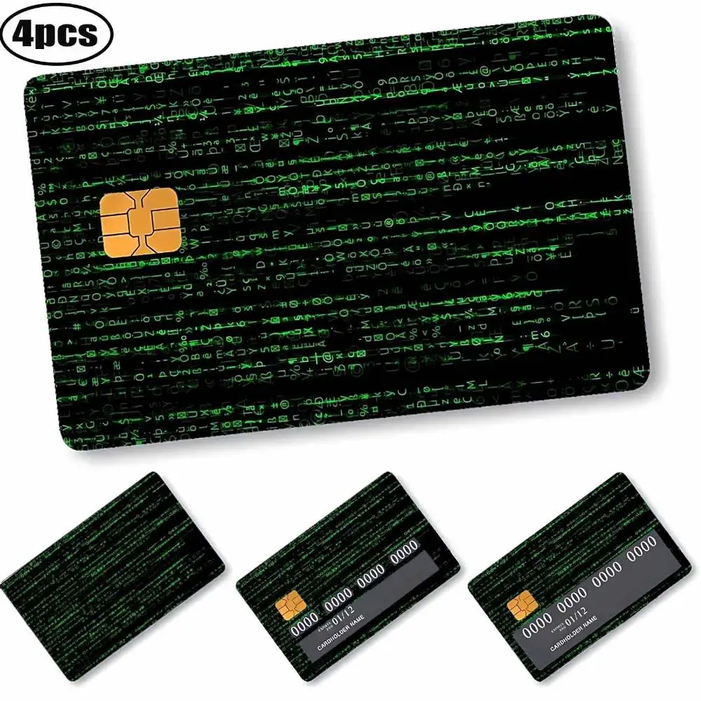 Cyberpunk Binary Code Matrix Credit Card Sticker Neon Tech PVC Protector Decal For Tech Enthusiasts Bank Cards