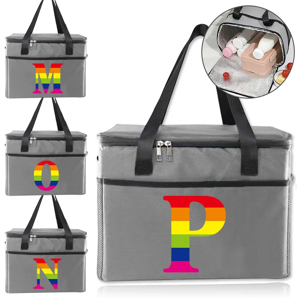 

Food Storage Boxes Waterproof Bag Cooler Bags Hygiene-Friendly for Student Rainbow Letter Printing Fashion Picnic Storage Box