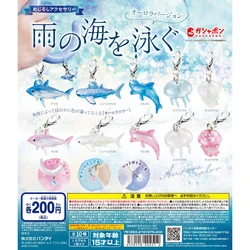 Original gashapon toys Mejirushi Accessories Swimming in the Rainy Sea Aurora Version kawaii whale dolphin Octopus Jellyfish