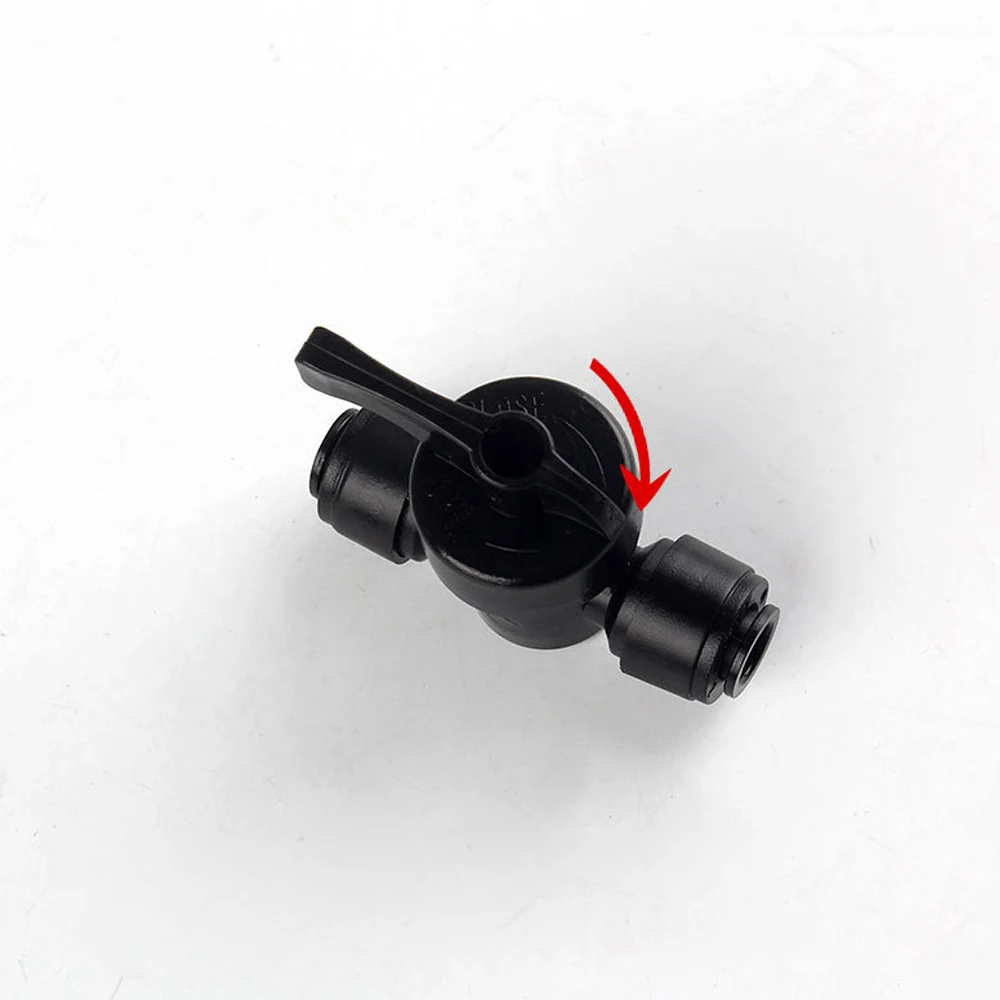 Balck 1/4 inch OD Tubing&Hose&Pipe Use Inline Shut Off Ball Valve Plastic Quick Connect Fittings for Water Purifier RODI System