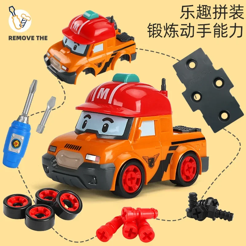 Korean cartoon Robocar Poli Car Transformed police vehicle Amber Roy Helly assemble car Model Toys Robots For Children