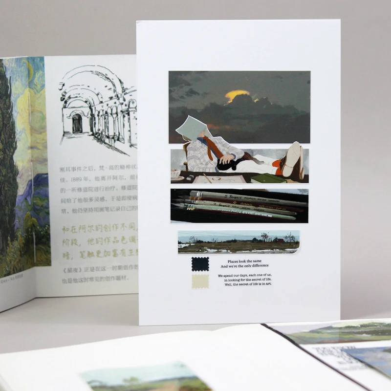 ワイルドアーティストライトヴィンテージアート風景和紙ペットテープムードステッカープランナー用