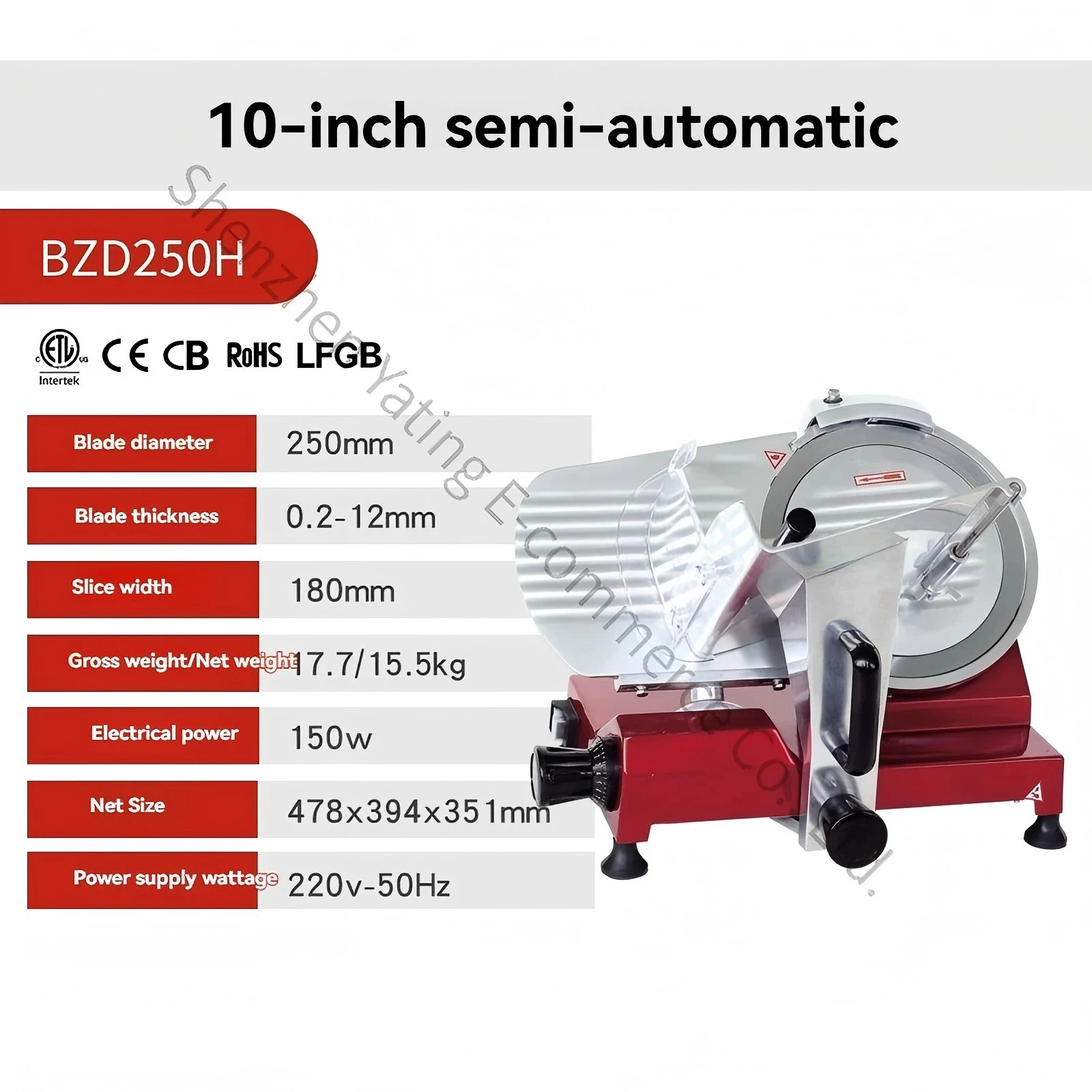 

10-inch Electric Mutton Slicer Commercial Meat Cutter Manual Slicer Hot Pot Restaurant Semi-automatic Pork Slicer