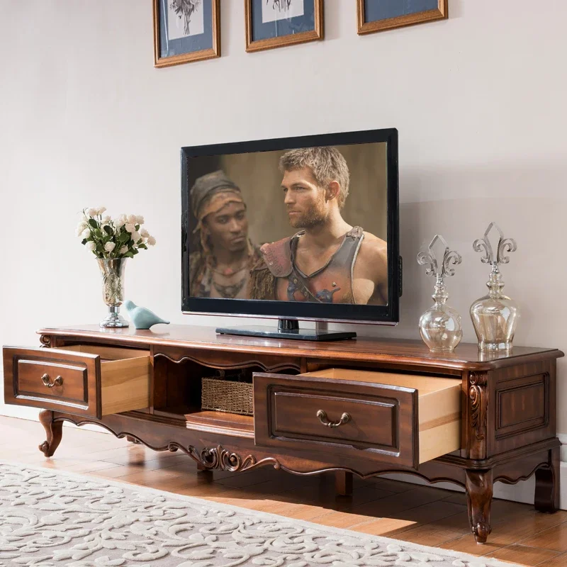 

yj19 American-style Living Room All Solid Wood European-style Floor Cabinet Storage Small Apartment TV Cabinet