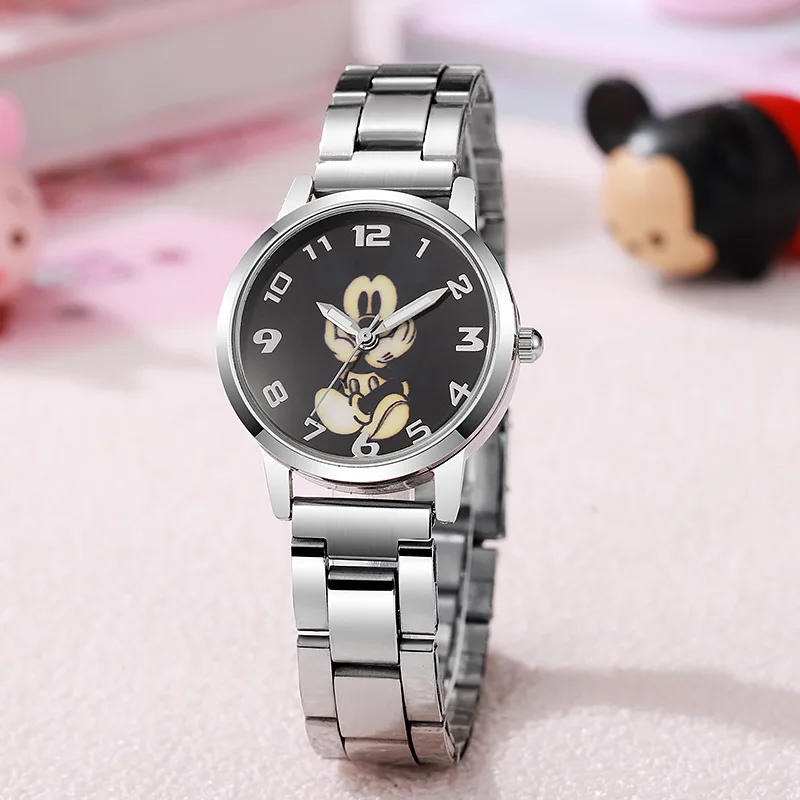 DISNEY Mickey Mouse Minnie Kids Watches Student Cartoon Wristwatch Aolly Steel Quartz Watch Clock for 5-15 years old Gift