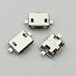 50pcs Micro connector heavy plate 1.0 SMD 2 feet Mini usb connector 5P female Tablet charging seat Mobile phone charging socket