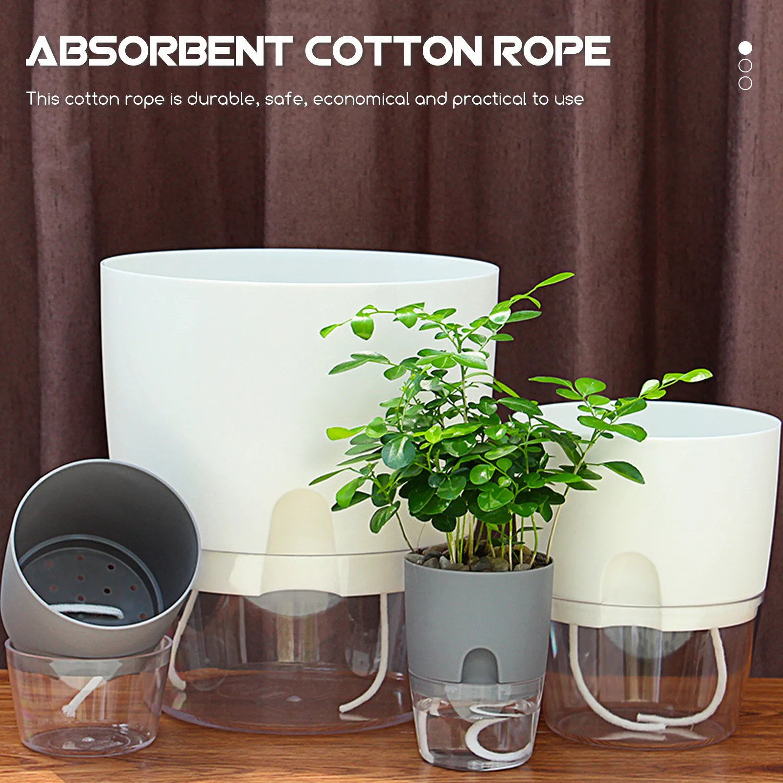 Plant Automatic Rope 3 Meter Cotton Hydroponic Cord for Flowerpots Self System Garden Nursery Green