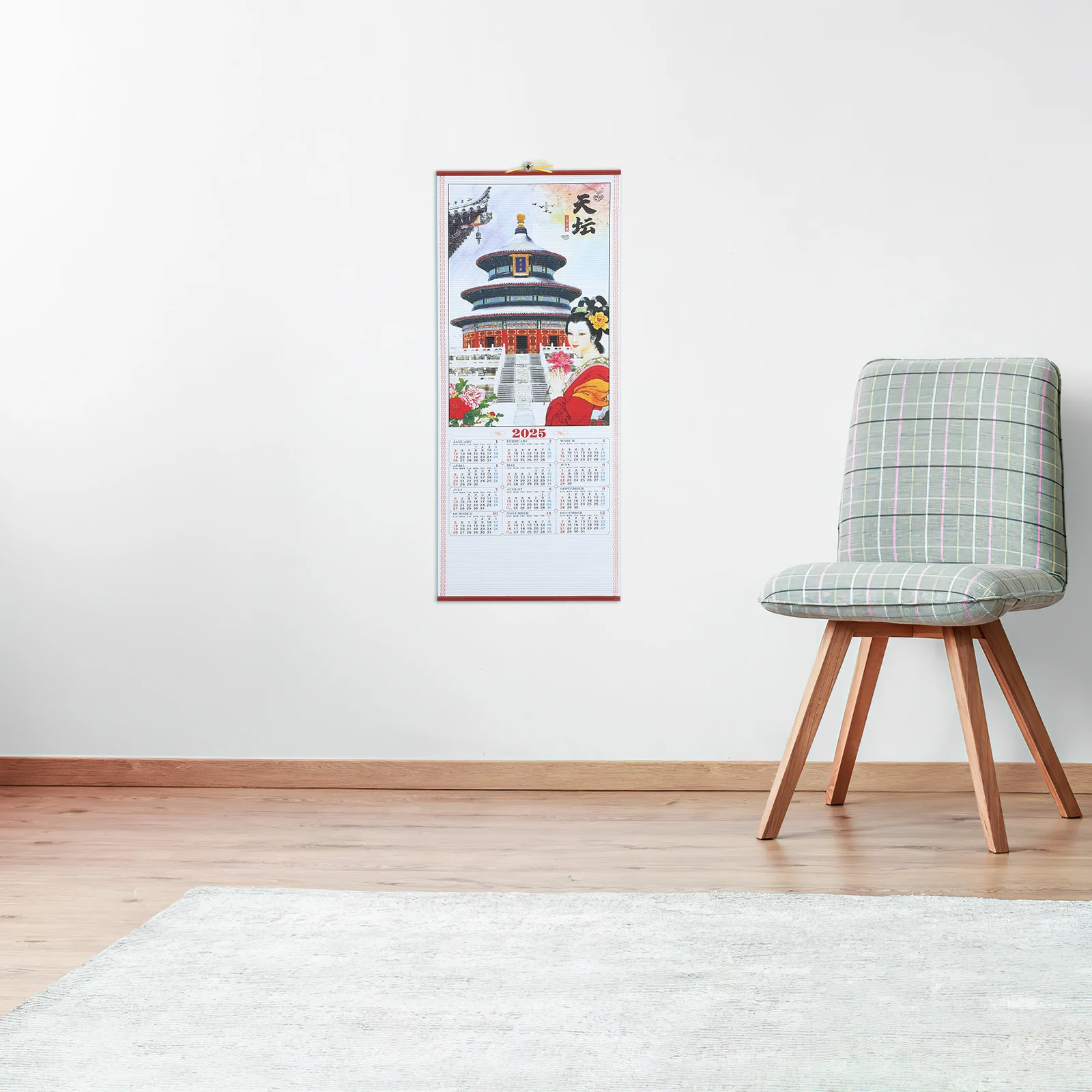 

2025 Snake Year Chinese Scroll Calendar Hanging Wall Calendar For Home Office Decor Monthly Planner Journal Art Print Wall