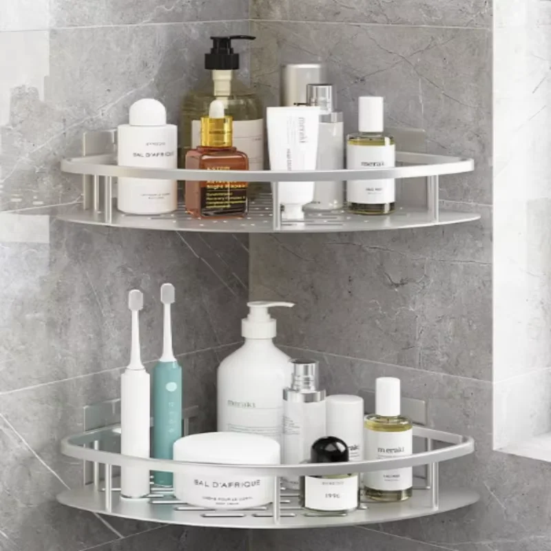 2 Stück Selbstklebende Badezimmer-Shampoohalter, Duschablage, Aufbewahrungsregale ohne Bohren, Eckregal, Handtuchhalter für das Badezimmer