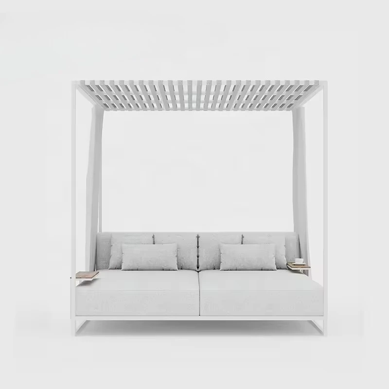 Luxury Beach Sunbed Outdoor With Waterproof Fabric Garden Pool Daybed Outdoor Hotel Aluminum Frame Outdoor Garden Lounge