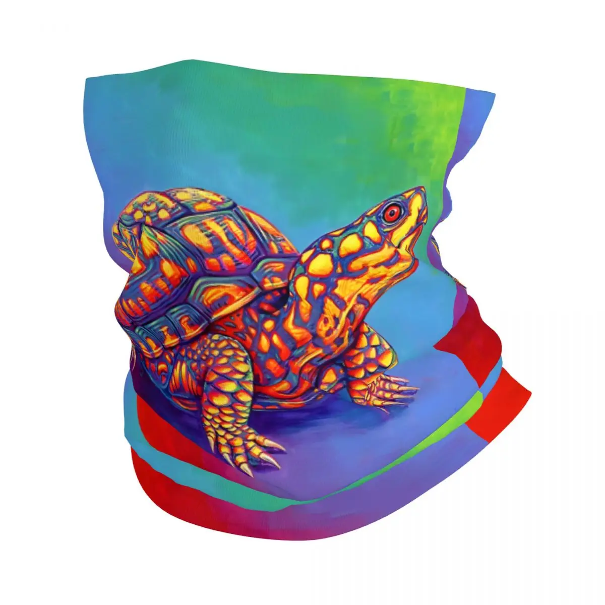 Rainbow Eastern Box Turtle Duvet Cover Retro Headband Neck Thin Men Women Hiking Tube Scarf Face