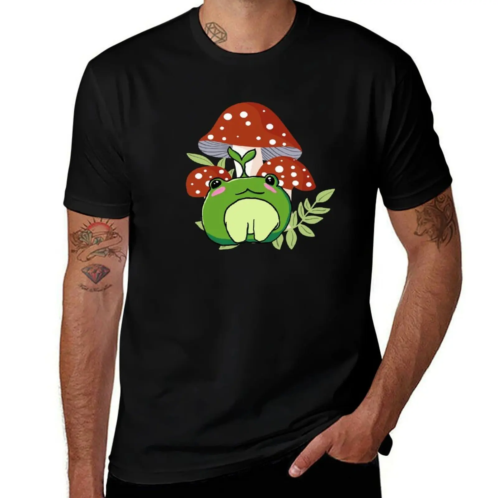 Kawaii Cottagecore Frog with Toadstools T-Shirt Thanksgiving Day Tee Top T-Shirt