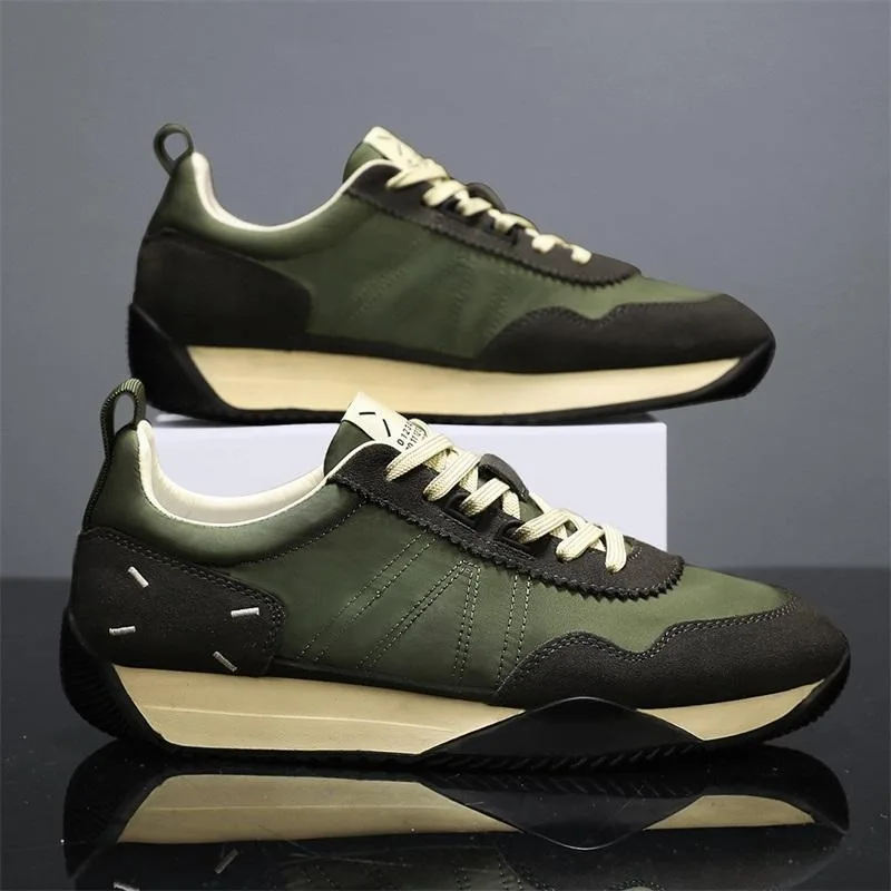 British Men's Spring/Autumn Chunky Sneakers High-Quality Breathable Canvas Casual Shoes Designer Comfy for Outdoor Walking Shoes