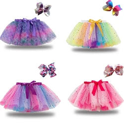 Girls Rainbow Tutu Skirt Dance Party Ballet Tulle Tutu Skirt 0-8 Years 3 Layers Princess Birthday Party Fluffy Skirts