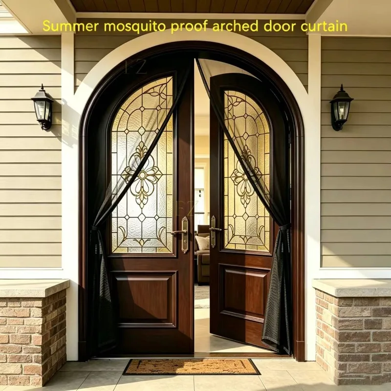 2026 Fashion New Product High End Magnetic Block Magnetic Arched Middle Opening Door Curtain, Easy Installation and Customizable