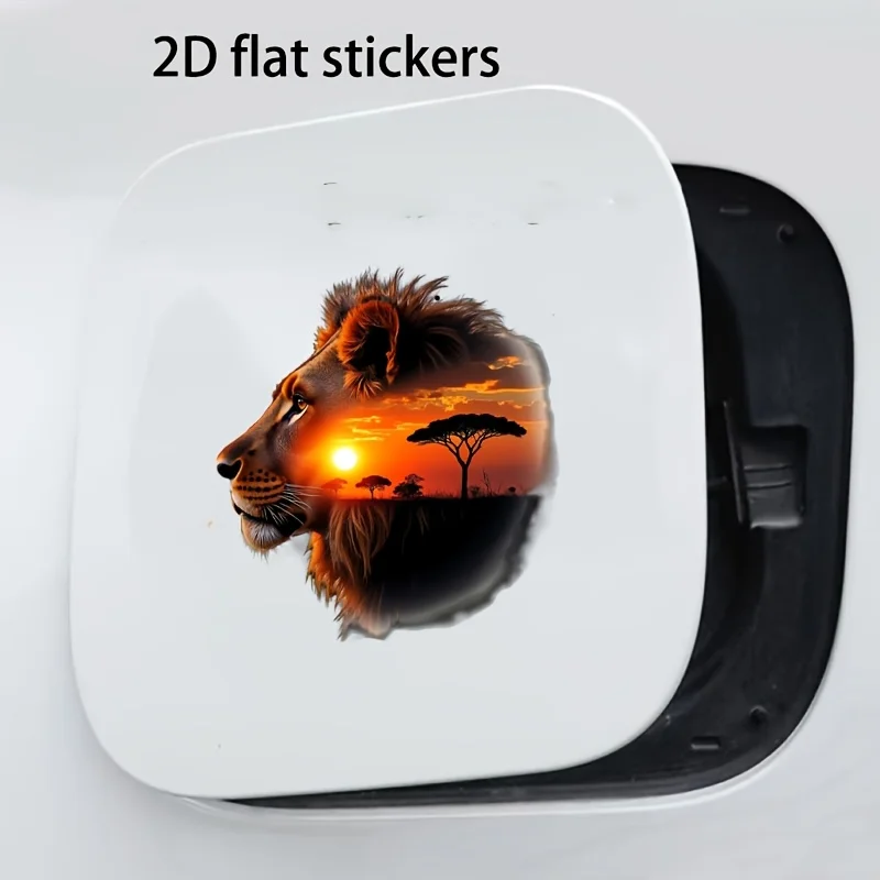 1Pc 6-Inch Lion & Sunset Vinyl Sticker Glossy Waterproof Decal for Motorcycle Helmet Car Laptop Window Wall
