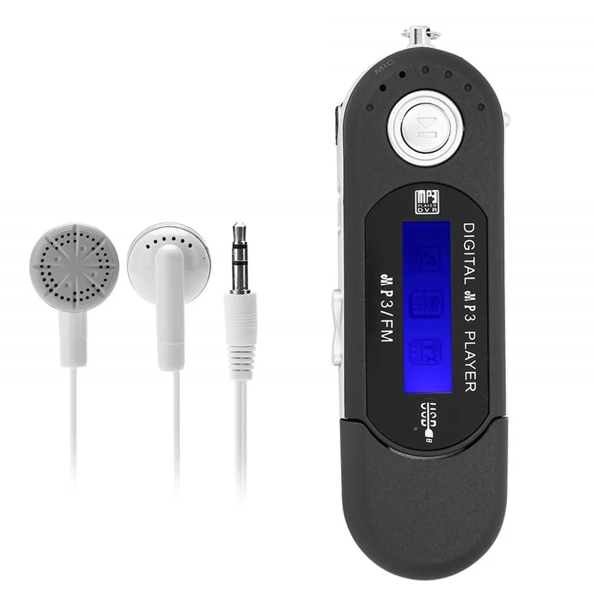 مشغل MP3 A24R مع سماعة أذن سعة 8 جيجابايت، مشغل موسيقى MP3 USB محمول مع شاشة LCD وراديو FM للمشي والجري (أسود)