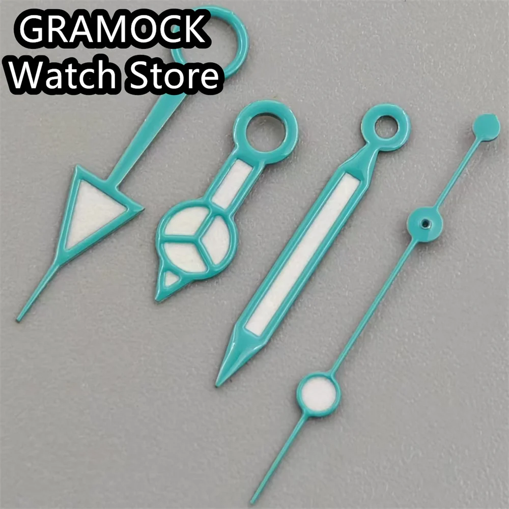 GRAMOCK Watch Hands Blue Hands Green Luminous Fit NH34 NH35 NH36 NH38 Movement Watch Replacement Parts