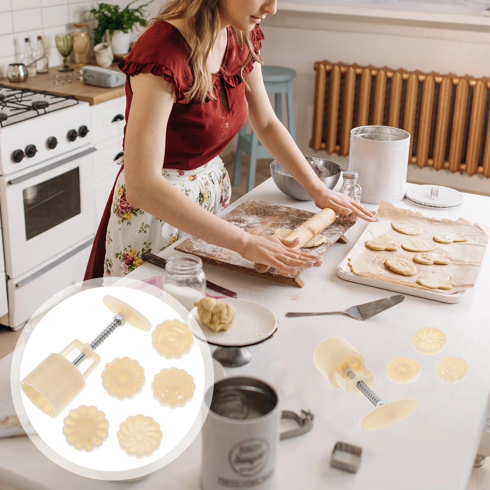 

1 Set 50G 3D Diy Mold Mooncake Baking Tool Hand-Pressure Mould Cake Dessert Maker Fondant Stamps Silicone Cookie Cutter Soap