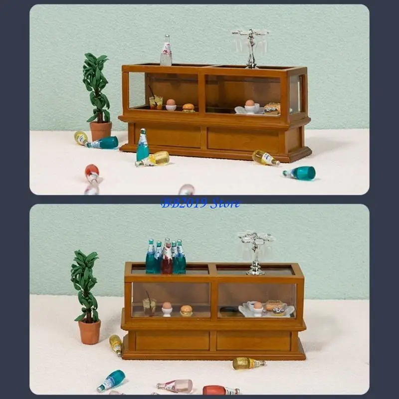 Q0KB 1/12 Dollhouse 미니어처 디스플레이 캐비닛 모델 인형 집 가구 모델 장난감 사랑스러운 인형 하우스 저장 랙 어린이를위한