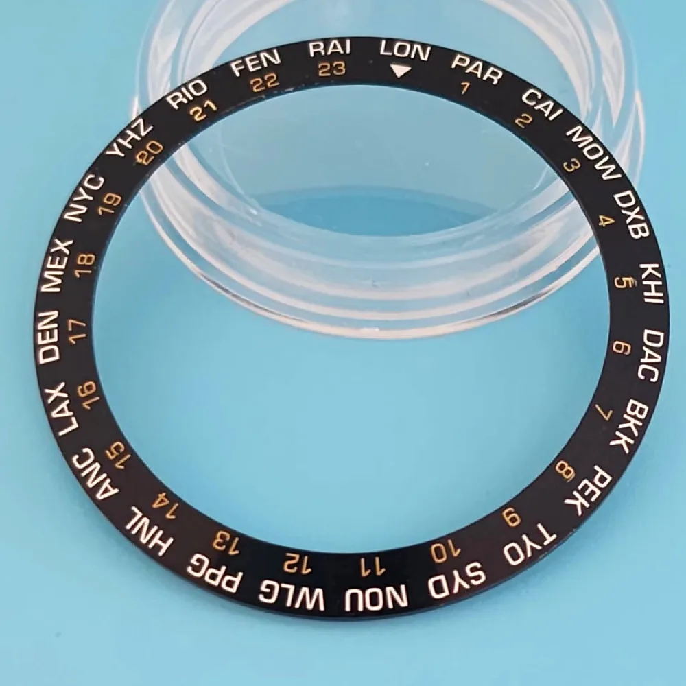 38mm Alloy Multi Time Zone Display Bezel Insert Fits 40mm 41mm Stainless Steel Watch Case