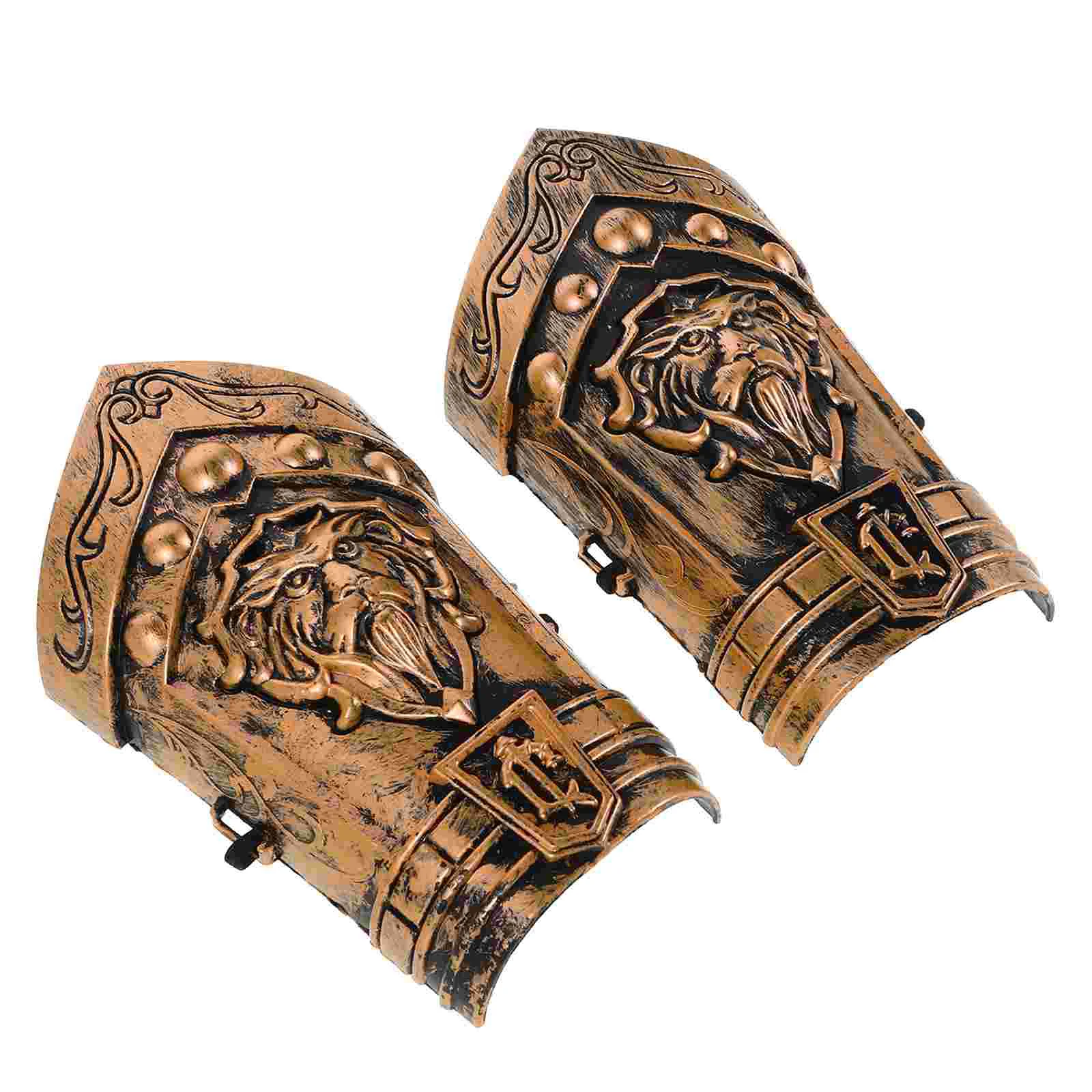 2 Pcs Bronze Handguards Mask for Kids Sword Stand Knights Costume Steampunk Plastic Bracers Pirate Props Black Man