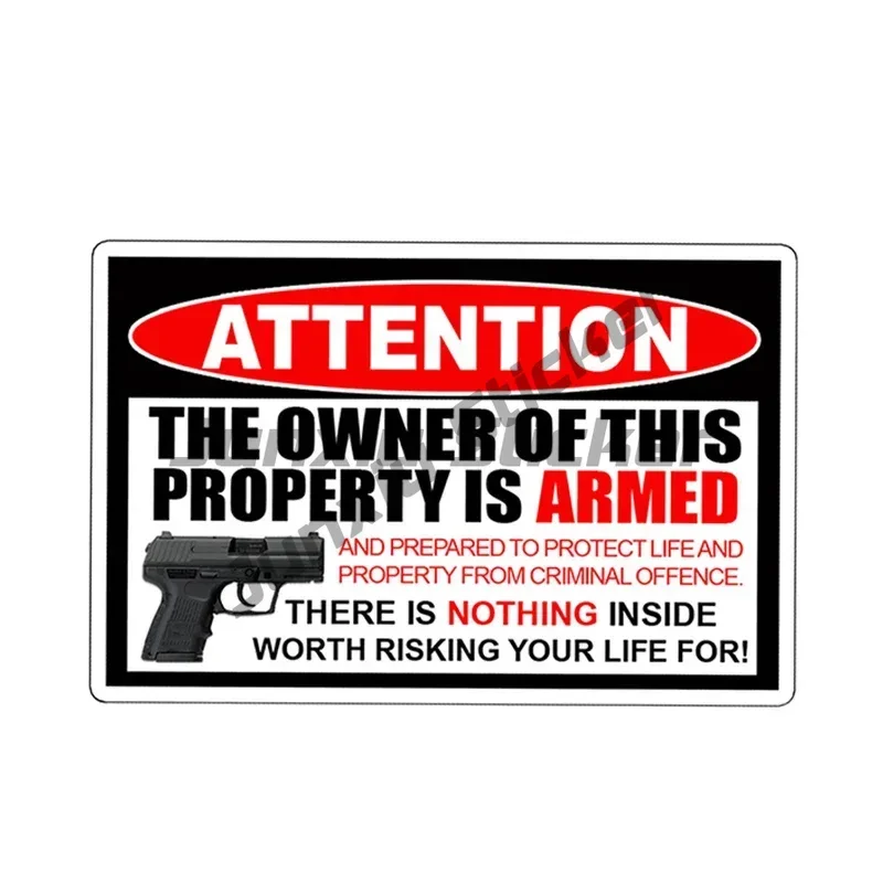 

Personality Warning Banner Armed Warning Vinyl Decal Second Amendment License Men's Home