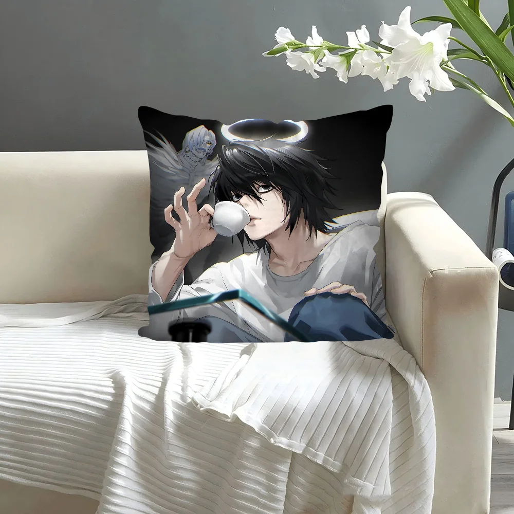 anime D-Death N-Note Pillow Case  Cartoon Sofa Decorative Home Double-sided Printing Short Plush Cute Cushion Cover